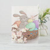 Illustration zum Osterhasen, Ostereier und Blume Einladung (Stehend Vorderseite)