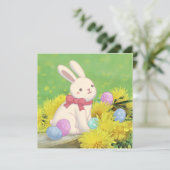 Illustration zum Osterhasen, Ostereier und Blume Einladung (Stehend Vorderseite)