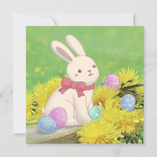 Illustration zum Osterhasen, Ostereier und Blume Einladung (Vorderseite)