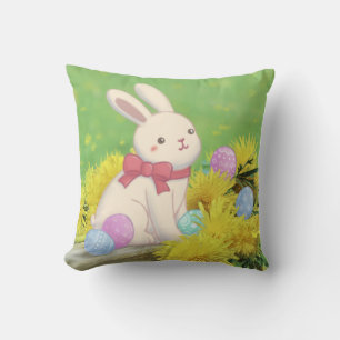 Illustration zum Osterhasen, Ostereier und Blume Kissen