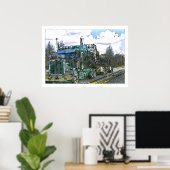 Illustration zum Thema "Grüne Lkw-Straße" Poster (Heimbüro)
