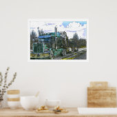 Illustration zum Thema "Grüne Lkw-Straße" Poster (Küche)