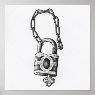 Illustration zum Vintagen Schlüssel und Sperren Poster