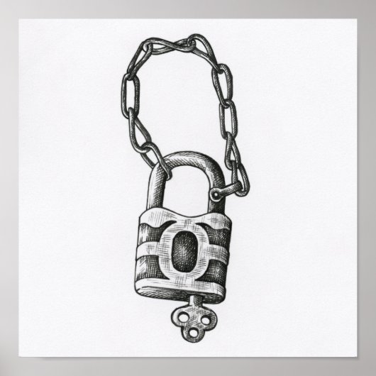 Illustration zum Vintagen Schlüssel und Sperren Poster (Vorne)