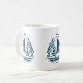 Illustration zum Windsegeln von Nautical Tribal Bo Kaffeetasse (Vorderseite Links)