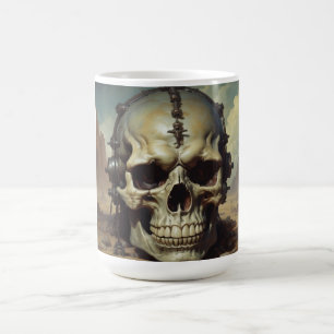 Illustration zum Zeichnen von Ölgemälden auf Skull Kaffeetasse