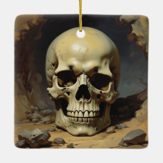 Illustration zum Zeichnen von Ölgemälden auf Skull Keramikornament (Rückseite)