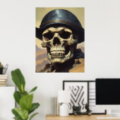 Illustration zum Zeichnen von Ölgemälden auf Skull Poster (Heimbüro)