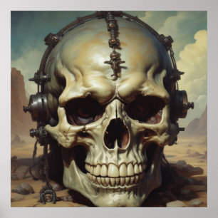 Illustration zum Zeichnen von Ölgemälden auf Skull Poster