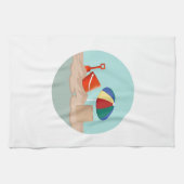 Illustration zum Zirkel-Strand mit Eimer und Spade Geschirrtuch (Horizontal)