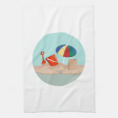 Illustration zum Zirkel-Strand mit Eimer und Spade Geschirrtuch (Vertikal)