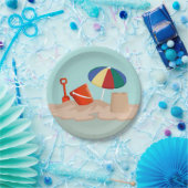 Illustration zum Zirkel-Strand mit Eimer und Spade Pappteller (Party)