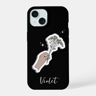 Illustration zur ästhetischen Blume "für Sie" iPhone 15 Hülle