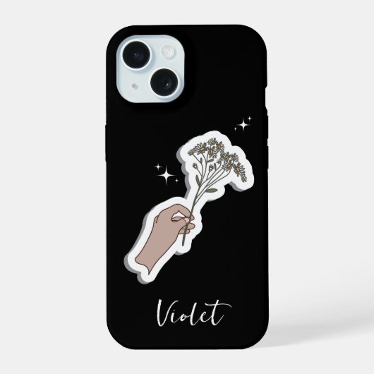 Illustration zur ästhetischen Blume "für Sie" iPhone 15 Hülle (Rückseite)