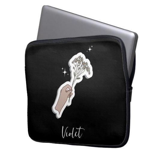 Illustration zur ästhetischen Blume "für Sie" Laptopschutzhülle (Vorderseite Links)