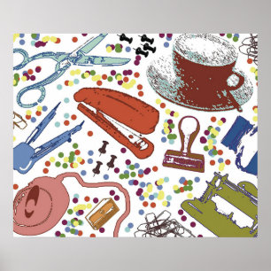 Illustration zur Bereitstellung von Vintagen Bürom Poster