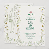 Illustration zur Blumenwasser-Hochzeit Einladung (Vorne/Hinten)