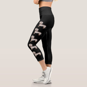 Illustration zur Kurzen Dackel Isabella und Tan Capri Leggings