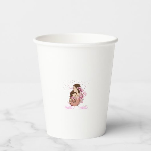 Illustration zur Mutter und Tochter-Liebe: Papierb Pappbecher (Rückseite)