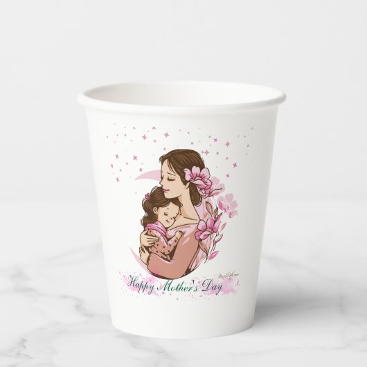 Illustration zur Mutter und Tochter-Liebe: Papierb Pappbecher (Vorderseite)