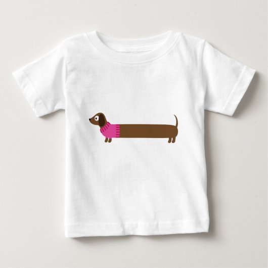 Illustration zur niedlichen langen Dackel Baby T-shirt (Vorderseite)