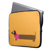 Illustration zur niedlichen langen Dackel Laptopschutzhülle (Vorderseite Links)
