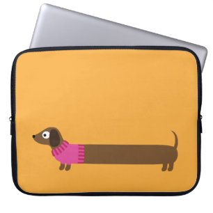 Illustration zur niedlichen langen Dackel Laptopschutzhülle