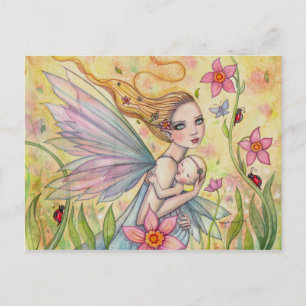 Illustration zur niedlichen Mutter und Baby Fairy  Postkarte
