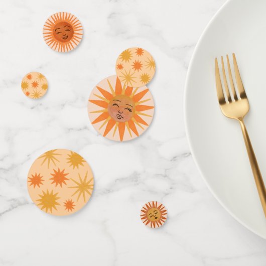 Illustration zur Sonnenfront Orange Wasserfarbe Konfetti (Gruppe)