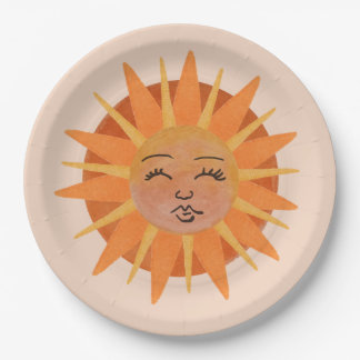 Illustration zur Sonnenfront Orange Wasserfarbe Pappteller