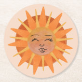 Illustration zur Sonnenfront Orange Wasserfarbe Runder Pappuntersetzer (Vorderseite)