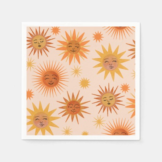 Illustration zur Sonnenfront Orange Wasserfarbe Serviette (Vorderseite)