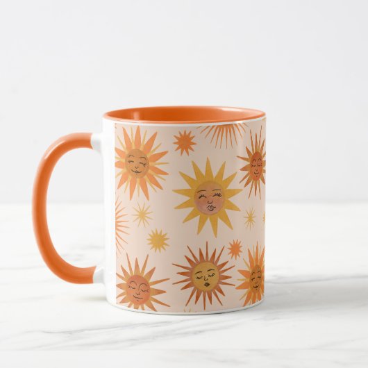 Illustration zur Sonnenfront Orange Wasserfarbe Tasse (Links)