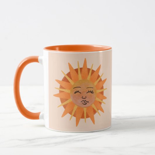 Illustration zur Sonnenfront Orange Wasserfarbe Tasse (Links)