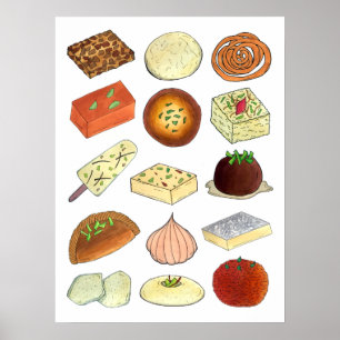 Illustration zur Süßwarenherstellung in Mithai Ind Poster