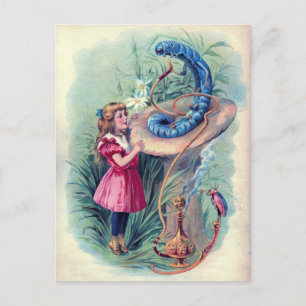 Illustration zur Vintagen Alice im Wunderland Postkarte