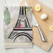 Illustration zur Vintagen Blume Collage & Eiffeltu Geschirrtuch (Viertel Falte)