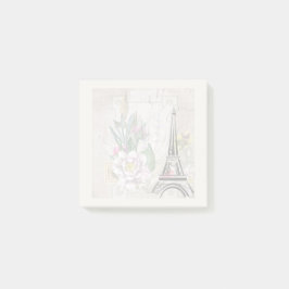 Illustration zur Vintagen Blume Collage & Eiffeltu Post-it Klebezettel