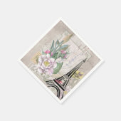 Illustration zur Vintagen Blume Collage & Eiffeltu Serviette (Ecke)