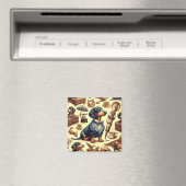 Illustration zur Vintagen Dackel Magnet (In Situ (Geschirrspüler))