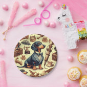 Illustration zur Vintagen Dackel Pappteller (Party)