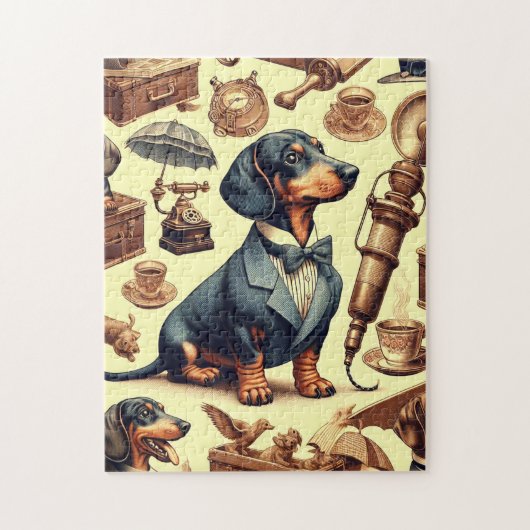 Illustration zur Vintagen Dackel Puzzle (Vertikal)