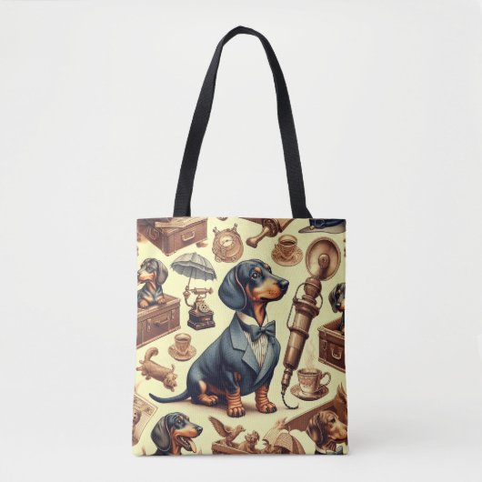 Illustration zur Vintagen Dackel Tasche (Vorderseite)