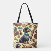 Illustration zur Vintagen Dackel Tasche (Rückseite)