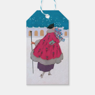 Illustration zur Vintagen Modebedeckung, Dezember Geschenkanhänger