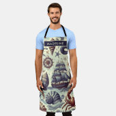 Illustration zur Vintagen nautischen Meereswelt Schürze (Getragen)