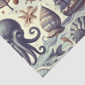 Illustration zur Vintagen nautischen Meereswelt Seidenpapier (Ausschnitt)