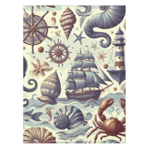 Illustration zur Vintagen nautischen Meereswelt Tischdecke