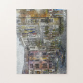 Illustration zur Wasserfarben-Stadt Puzzle (Vertikal)