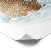 Illustration zweier im Wasser kämpfender Braunbäre Poster (Ecke)